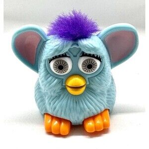 1998 McDonald's Furby Toy Tiger Electronics Blue Purple Hair Orange Feet Vintage
